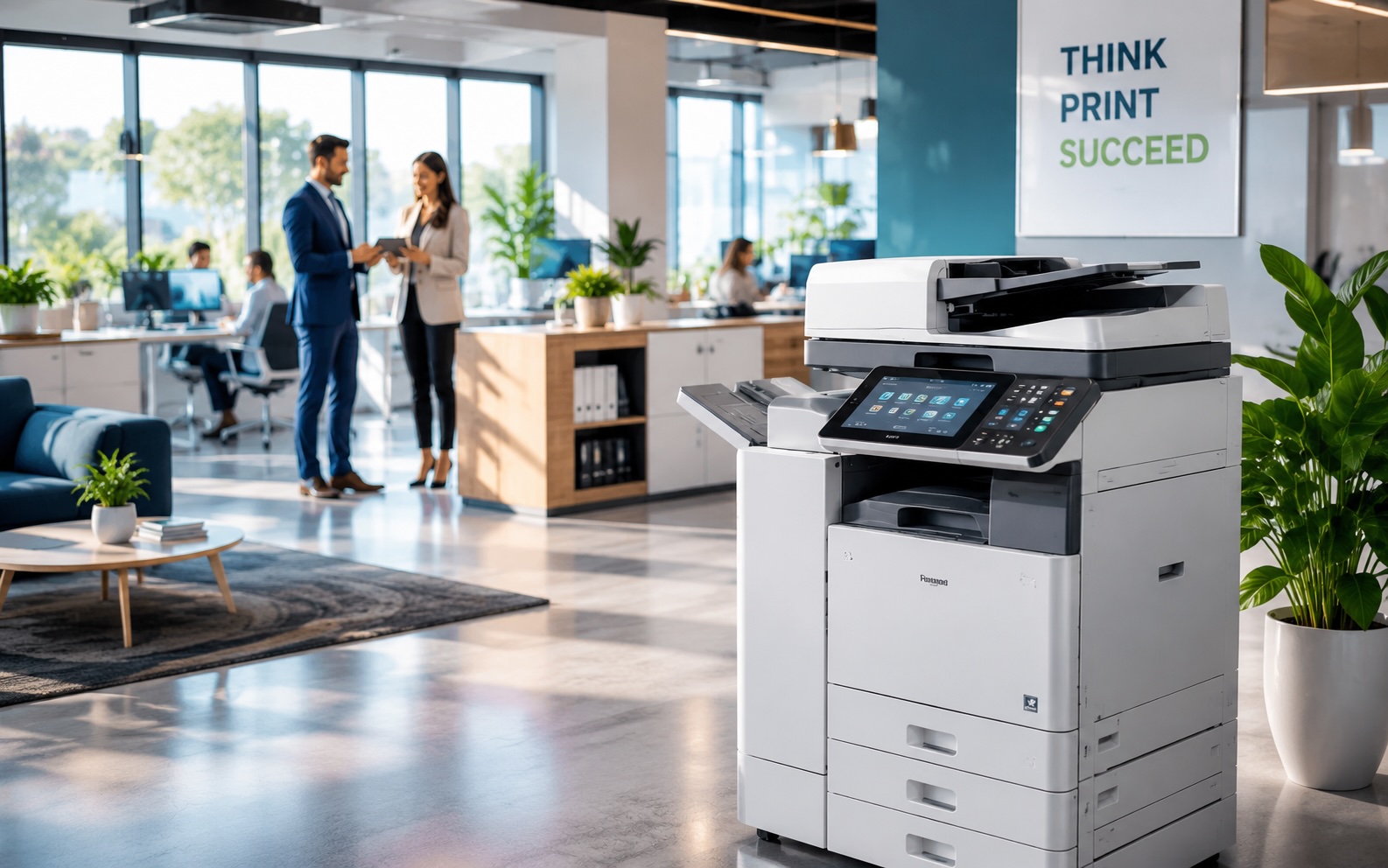 Professional multifunction copier in a modern office environment